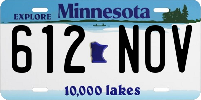 MN license plate 612NOV