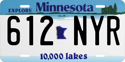MN license plate 612NYR