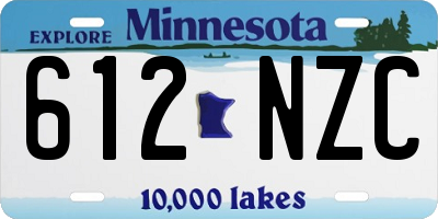 MN license plate 612NZC