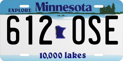 MN license plate 612OSE