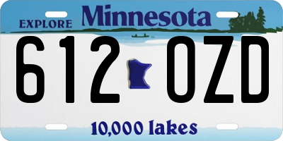 MN license plate 612OZD