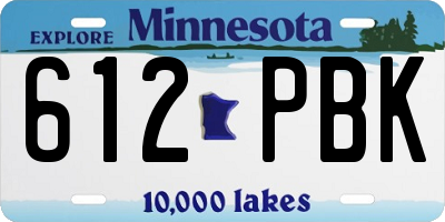MN license plate 612PBK