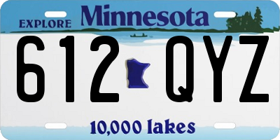 MN license plate 612QYZ