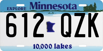 MN license plate 612QZK