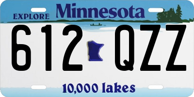 MN license plate 612QZZ