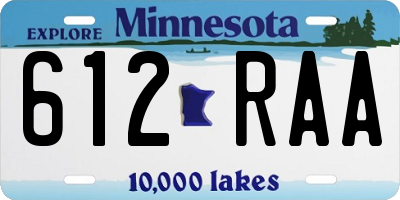 MN license plate 612RAA