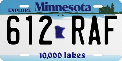MN license plate 612RAF
