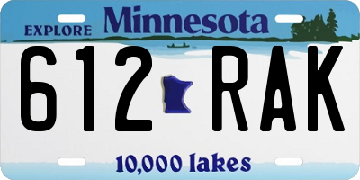 MN license plate 612RAK