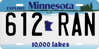 MN license plate 612RAN