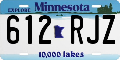 MN license plate 612RJZ
