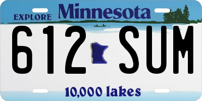MN license plate 612SUM