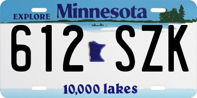 MN license plate 612SZK