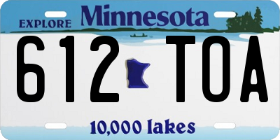 MN license plate 612TOA