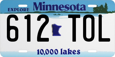 MN license plate 612TOL