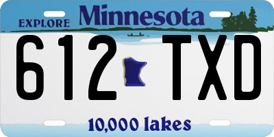 MN license plate 612TXD