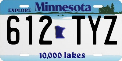 MN license plate 612TYZ