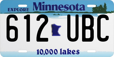 MN license plate 612UBC
