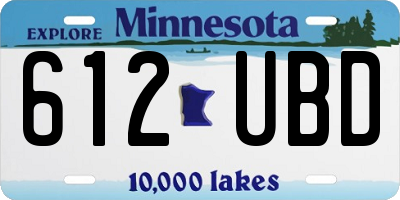 MN license plate 612UBD
