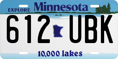MN license plate 612UBK