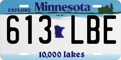 MN license plate 613LBE