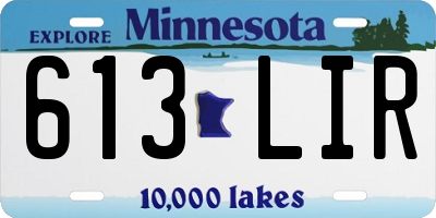 MN license plate 613LIR