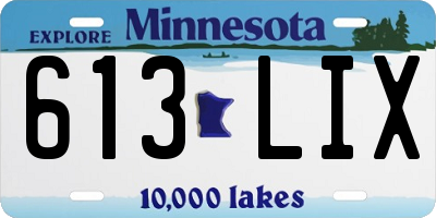 MN license plate 613LIX