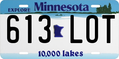 MN license plate 613LOT