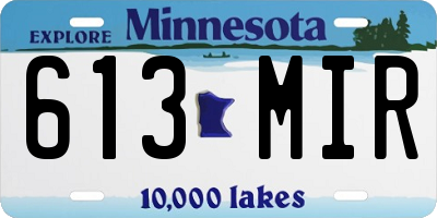 MN license plate 613MIR