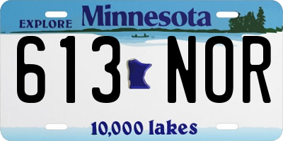 MN license plate 613NOR