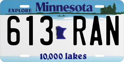 MN license plate 613RAN