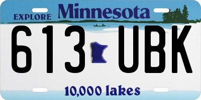 MN license plate 613UBK