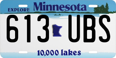 MN license plate 613UBS