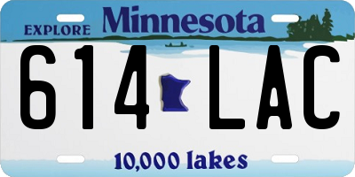 MN license plate 614LAC