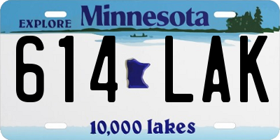 MN license plate 614LAK