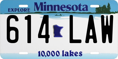 MN license plate 614LAW