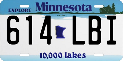 MN license plate 614LBI