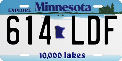MN license plate 614LDF