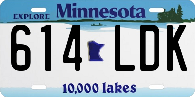 MN license plate 614LDK