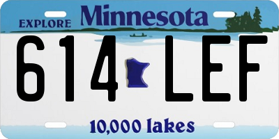MN license plate 614LEF
