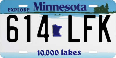 MN license plate 614LFK