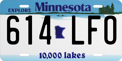 MN license plate 614LFO
