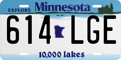 MN license plate 614LGE