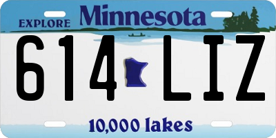 MN license plate 614LIZ