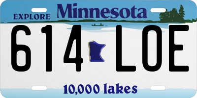 MN license plate 614LOE