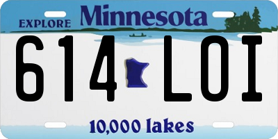 MN license plate 614LOI
