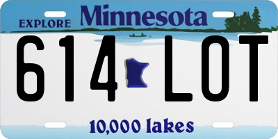 MN license plate 614LOT