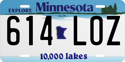 MN license plate 614LOZ