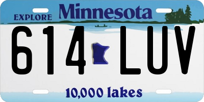 MN license plate 614LUV