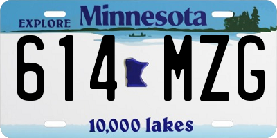 MN license plate 614MZG