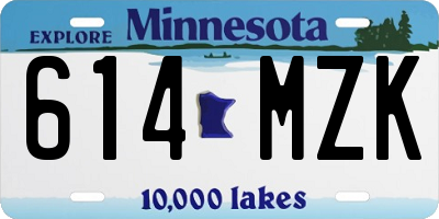 MN license plate 614MZK